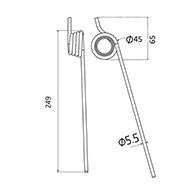 DENT FANEUR 923780 0 / ZH243 BAUTZ CLAAS ANDAINEUR ADAPTABLE LONG.249 DIAM SPIRE.45 FIL.5,5