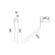 DENT FANEUR 1532332 KRONE ADAPTABLE ANDAINEUR LONG.590 LARG.95 DIAM SPIRE.60 FIL.9,5