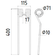 DENT FANEUR CLAAS BAUTZ 1048210 GALFRE UNIFARM ANDAINEUR ADAPTABLE LONG.400 LARG.115 DIAM SPIRE.71 FIL.10