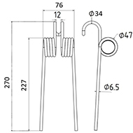 DENT 20115 LELY LONG.270 LARG.76 DIAM SPIRE.47 FIL.6,5