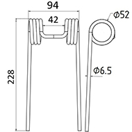 DENT FANEUR 4131770245 FORTSCHRITT 700050372 HESSTON ANDAINEUR ADAPTABLE LONG.228 LARG.94 DIAM SPIRE.52 FIL.6,5