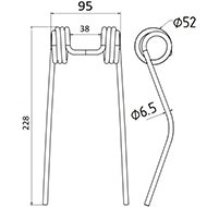 DENT ENSILEUSE 700050372 HESSTON LONG.228 LARG.95 DIAM SPIRE.52 FIL.6,5