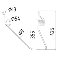 DENT DE SEMOIR DROITE 70162 LELY ADAPTABLE LONG.425 DIAM SPIRE.54 FIL.9
