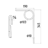 DENT DE SEMOIR KONGSKILDE 02060500 HERSE ADAPTABLE LONG.345 DIAM SPIRE.103 FIL.10