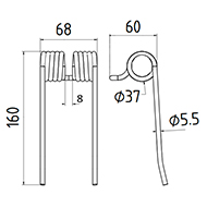 DENT DE PRESSE 436138 POTTINGER 1260320 LANDSBERGER PICK UP ADAPTABLE LONG.160 LARG.68 DIAM SPIRE.37 FIL.5,5