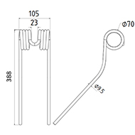 DENT FANEUR ANDAINEUR 0673740 STOLL ADAPTABLE LONG.388 LARG.105 DIAM SPIRE.70 FIL.9,5
