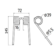 DENT DE PRESSE 9383380 KRONE PICK UP ADAPTABLE LONG.145 LARG.72 DIAM SPIRE.39 FIL.5,5