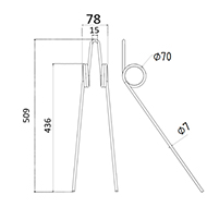 DENT DE SEMOIR 99136209 VICON ADAPTABLE LONG.509 LARG.78 DIAM SPIRE.70 FIL.7