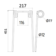 DENT DE SEMOIR NORDSTEN ADAPTABLE LONG.451 LARG.217 DIAM SPIRE.77 FIL.12