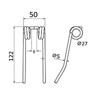 DENT DE PRESSE SHELBOURNE REYNOLDS PICK UP ADAPTABLE LONG.122 LARG.50 DIAM SPIRE.27 FIL.5