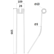 DENT DE HERSE ETRILLE 2472D051 EXKLUSIV LONG.665 LARG.109 DIAM SPIRE.60 FIL.9
