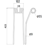 DENT FANEUR ANDAINEUR LS40025 FORT ADAPTABLE LONG.415 LARG.102 DIAM SPIRE.55 FIL.9