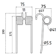DENT DE PRESSE OMAS PICK UP ADAPTABLE LONG.190 LARG.75 DIAM SPIRE.41 FIL.5,5