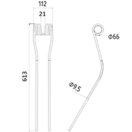 DENT FANEUR ANDAINEUR V05703 VOGEL NOOT ADAPTABLE LONG.613 LARG.112 DIAM SPIRE.66 FIL.9,5