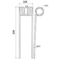 DENT FANEUR 411008829 LELY ANDAINEUR ADAPTABLE LONG.330 DIAM SPIRE.57 FIL.6,5