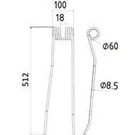 DENT FANEUR ANDAINEUR 436142 POTTINGER ADAPTABLE LONG.512 LARG.100 DIAM SPIRE.60 FIL.8,5