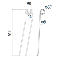 DENT FANEUR ANDAINEUR 436023 POTTINGER ADAPTABLE LONG.512 LARG.90 DIAM SPIRE.57 FIL.8