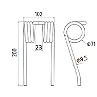 DENT DE SEMOIR 131047 130841 FELLA ADAPTABLE LONG.200 LARG.102 DIAM SPIRE.71 FIL.9,5