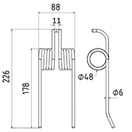 DENT DE PRESSE PROMYL PICK UP ADAPTABLE GW048AM LONG.226 LARG.88 DIAM SPIRE.48 FIL.6