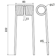 DENT DE PRESSE PROMYL PICK UP ADAPTABLE GW048NM LONG.222 LARG.83 DIAM SPIRE.47 FIL.6