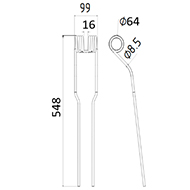 DENT FANEUR ANDAINEUR 153932908 SIP ADAPTABLE LONG.548 LARG.99 DIAM SPIRE.64 FIL.8,5