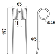 DENT DE PRESSE 06725571 CASE IH PICK UP ADAPTABLE LONG.197 LARG.65 DIAM SPIRE.48 FIL.5