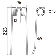 DENT DE PRESSE 18608447 VICON PICK UP ADAPTABLE LONG.223 LARG.76 DIAM SPIRE.40 FIL.5