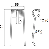 DENT DE PRESSE 9182390 CLAAS BAUTZ PICK UP ADAPTABLE LONG.190 LARG.66 DIAM SPIRE.40 FIL.5,5