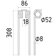 DENT FANEUR NADAL ADAPTABLE ANDAINEUR LONG.308 LARG.86 DIAM SPIRE.52 FIL.8