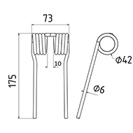 DENT DE PRESSE 270098361 KRONE ADAPTABLE PICK UP LONG.175 LARG.73 DIAM SPIRE.42 FIL.6