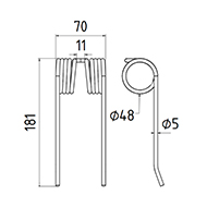 DENT DE PRESSE 700714826 HESSTON PICK UP ADAPTABLE LONG.181 LARG.70 DIAM SPIRE.48 FIL.5