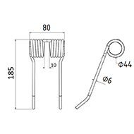 DENT DE PRESSE 84467073 NEW HOLLAND PICK UP ADAPTABLE LONG.185 LARG.80 DIAM SPIRE.44 FIL.6
