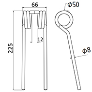 DENT DE PRESSE PDS DT8 57 DROUET SYSTEME PICK UP ADAPTABLE LONG.225 LARG.66 DIAM SPIRE.50 FIL.8