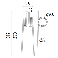 DENT FANEUR 80201010001 WENDERZINKEN ANDAINEUR ADAPTABLE LONG.312 LARG.76 DIAM SPIRE.66 FIL.6