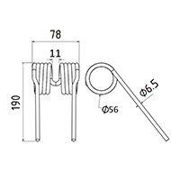 DENT DE PRESSE 200599000 KRONE ADAPTABLE PICK UP LONG.190 LARG.78 DIAM SPIRE.56 FIL.6,5