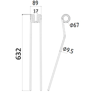 DENT FANEUR 436034 POTTINGER ADAPTABLE ANDAINEUR LONG.632 LARG.89 DIAM SPIRE.67 FIL.9,5