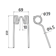 DENT DE PRESSE E 54745 JOHN DEERE PICK UP ADAPTABLE LONG.159 LARG.69 DIAM SPIRE.39 FIL.4,5