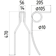 DENT DE SEMOIR 8612370900 POTTINGER LONG.470 LARG.56 DIAM SPIRE.105 FIL.10