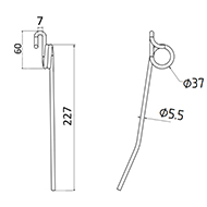 DENT DE RABATTEUR 06542373 DEUTZ FAHR KHD LONG.227 DIAM SPIRE.37 FIL.5,5
