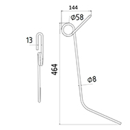 DENT DE HERSE ETRILLE 71663 N BROWN KILWORTH LONG.464 DIAM SPIRE.58 FIL.8