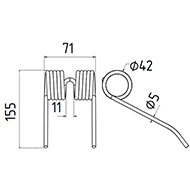 DENT DE PRESSE 84301451 NEW HOLLAND PICK UP ADAPTABLE LONG.155 LARG.71 DIAM SPIRE.42 FIL.5