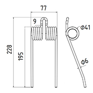 DENT DE PRESSE LA240000371 LAVERDA PICK UP ADAPTABLE LONG.228 LARG.77 DIAM SPIRE.41 FIL.6