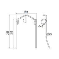 DENT DE RABATTEUR LA300114786 LAVERDA LONG.259 LARG.150 DIAM SPIRE.40 FIL.5,5