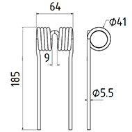 DENT DE PRESSE LA410000498 LAVERDA PICK UP ADAPTABLE LONG.185 LARG.64 DIAM SPIRE.41 FIL.5,5