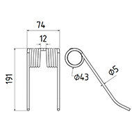 DENT DE PRESSE 84133738 NEW HOLLAND PICK UP ADAPTABLE LONG.191 LARG.74 DIAM SPIRE.43 FIL.5
