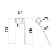 DENT FANEUR ANDAINEUR 5241230 ROZMITAL ADAPTABLE LONG.386 LARG.125 DIAM SPIRE.74 FIL.10