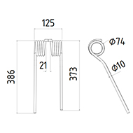 DENT FANEUR ANDAINEUR 5241240 ROZMITAL ADAPTABLE LONG.386 LARG.125 DIAM SPIRE.74 FIL.10