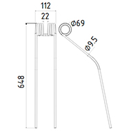 DENT FANEUR ANDAINEUR 7257010 ROZMITAL ADAPTABLE LONG.648 LARG.112 DIAM SPIRE.69 FIL.9,5