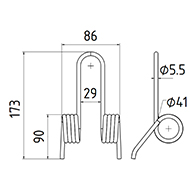 DENT RESSORT 72556594 ADAPTABLE LONG.173 LARG.86 DIAM SPIRE.41 FIL.5,5