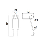 DENT DE SEMOIR 204243 AMAZONE LONG.284 LARG.103 DIAM.SPIRE 58 FIL 8